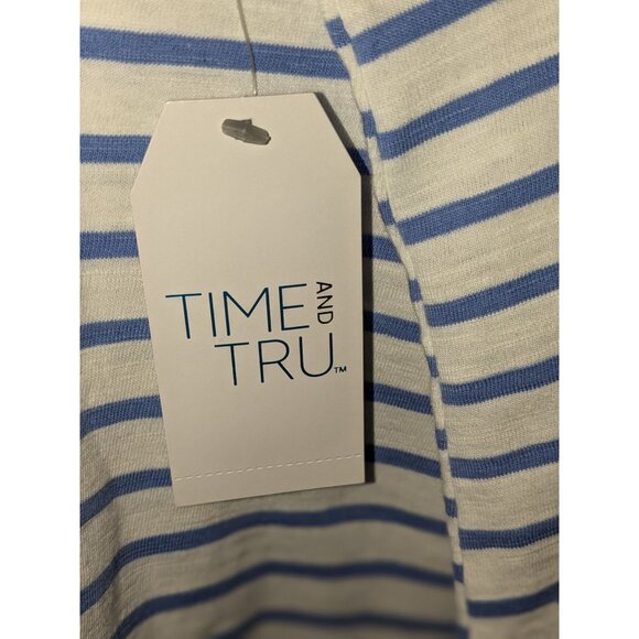 Time And Tru XXL Blue & White Striped Sleeveless V-Neck Dress - Picture 3 of 8